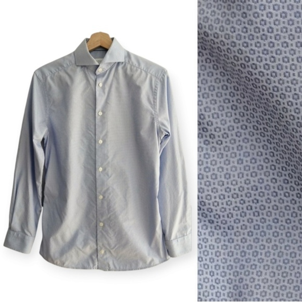 Eton Super Slim Fit Mens Dress Shirt Blue Dots 14.5